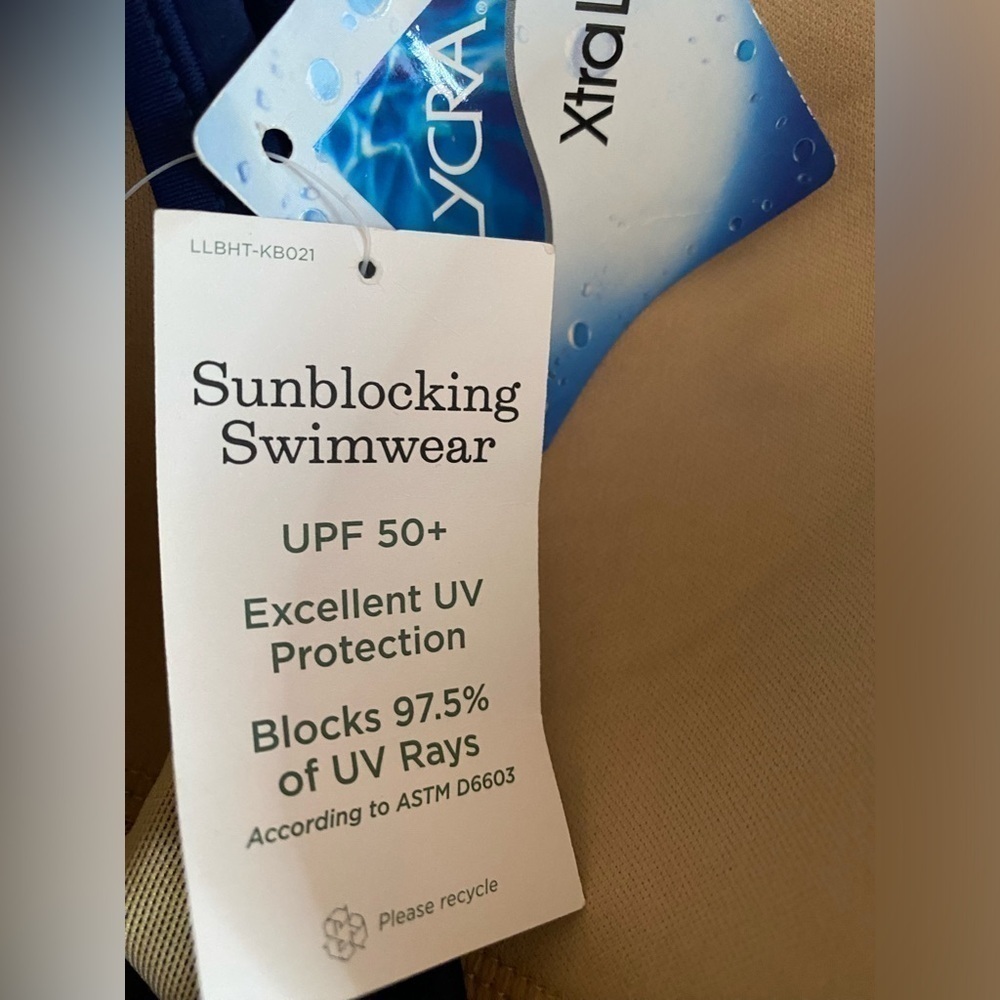 L.L.Bean Navy Blue, Blue & White Sun Blocking Tankini Swim Top SKU0844 - Picture 7 of 9